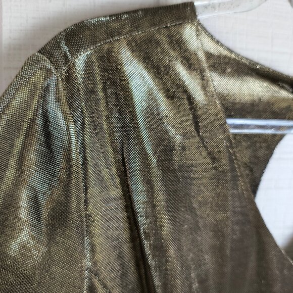 J. Peterman Gold Lamé Dress Vintage Style Retro Glam Party Holiday - Picture 6 of 6